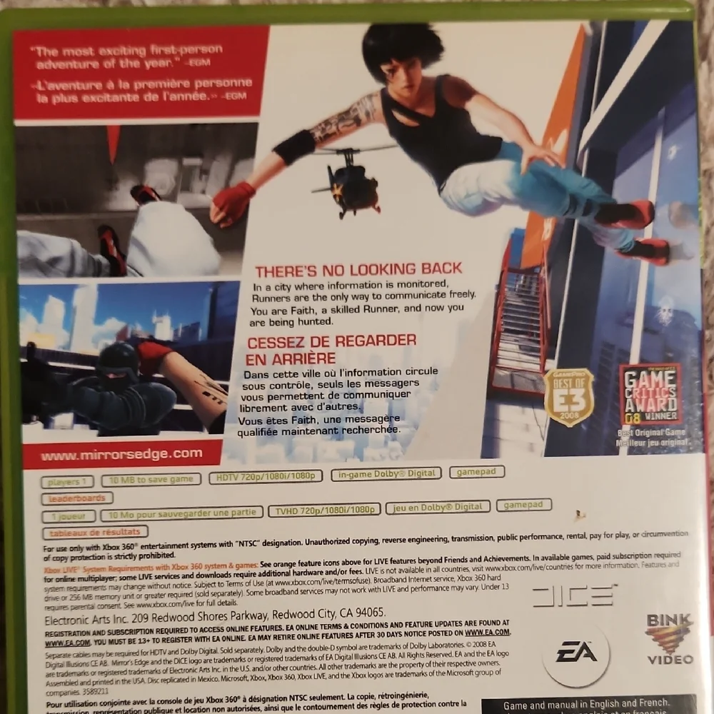 Mirror's Edge for Xbox 360 - - Green Case - Picture 3 of 7